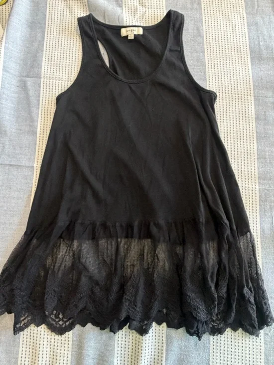 Umgee Black Sleeveless Lace Extender Tank- Black - Picture 3 of 7